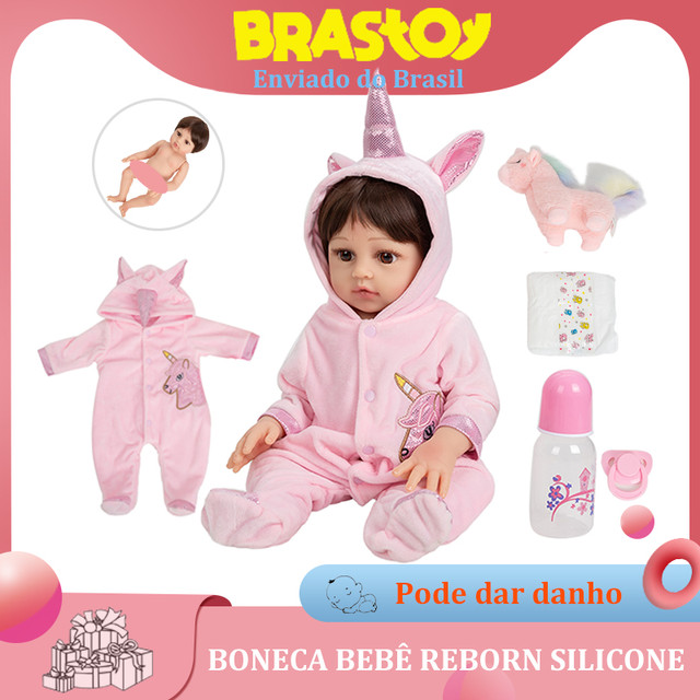 Baby Reborn Doll Unicorn Girl 48cm Silicone Body Can Be Bathed